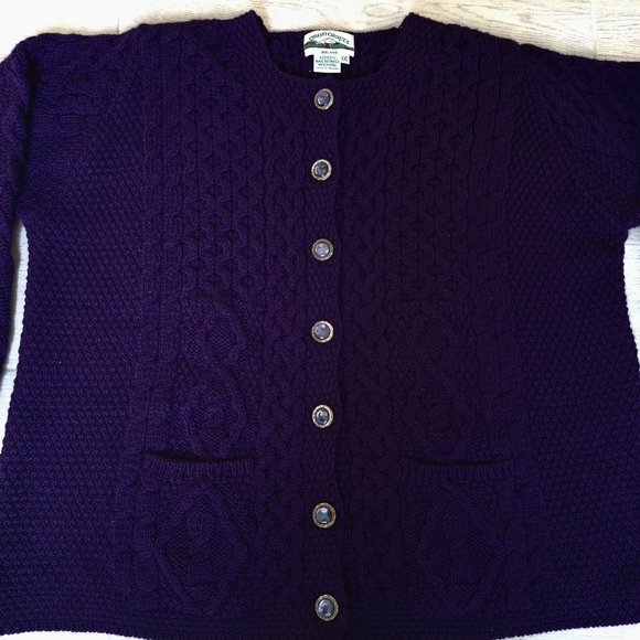 Aran Crafts Ireland Meriono Wool Chunky Knit Button Front Cardigan Sweater - XXL - Picture 4 of 8
